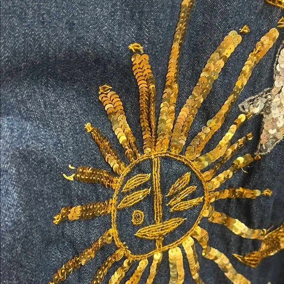 Vintage 1980’s Modi Denim Jacket with Gold Moons and Silver Stars - Picture 9 of 12